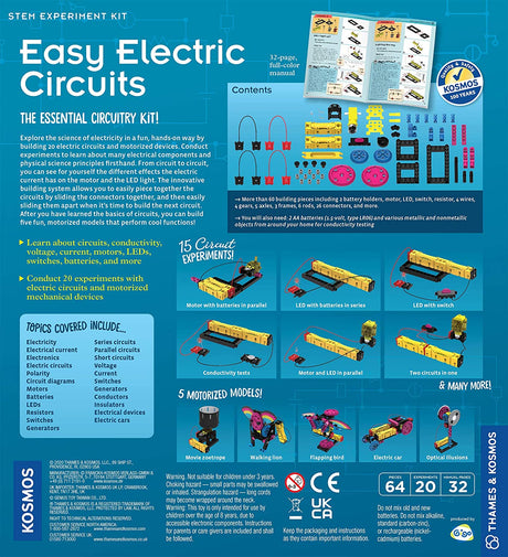 Easy Electric Circuits STEM kit showing parts, instructions, and motorized circuit models for hands-on learning.