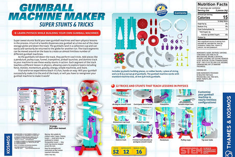 Gumball Machine Maker with clear globe, colorful track segments, and fun physics stunts for kids ages 6-12.