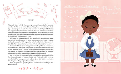 Little Leaders Bold Women in Black History book spread featuring Ruby Bridges and her story of bravery and activism.