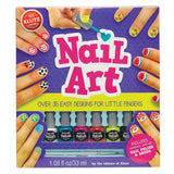 Nail Art set featuring 6 colorful peel-off polishes, detail brush, and over 35 easy designs for little fingers.