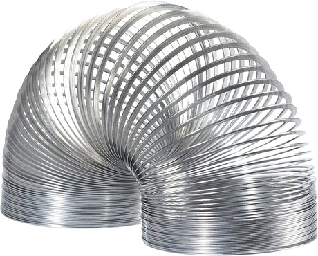 Slinky Original metal spring toy stretched in motion showing its coiled shape and shiny surface.