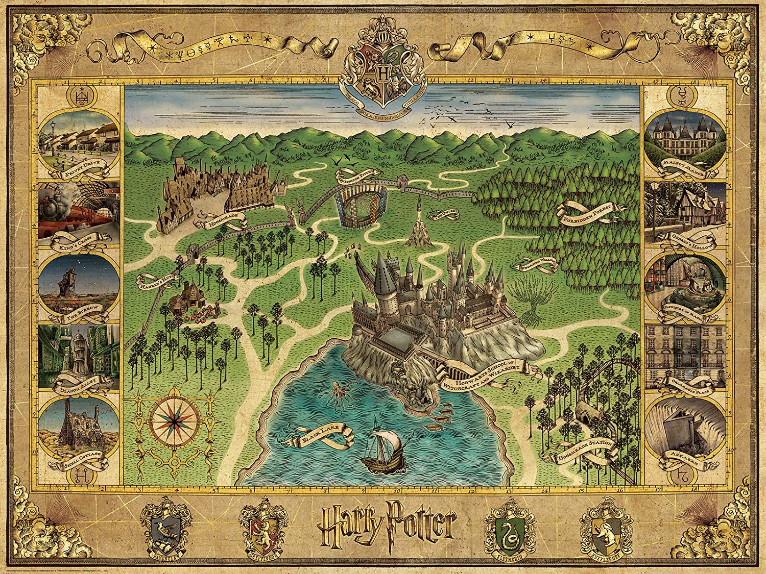 1500pc Hogwarts Map Puzzle – Treehouse Toys