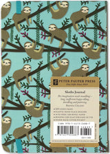 Sloths Journal featuring playful sloths on branches with blue elastic closure and textured glossy highlights on matte background.