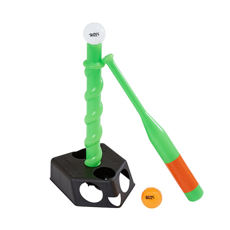 Junk Ball T Ball Set with adjustable green tee, orange and white balls, and green bat for beginner to pro play.