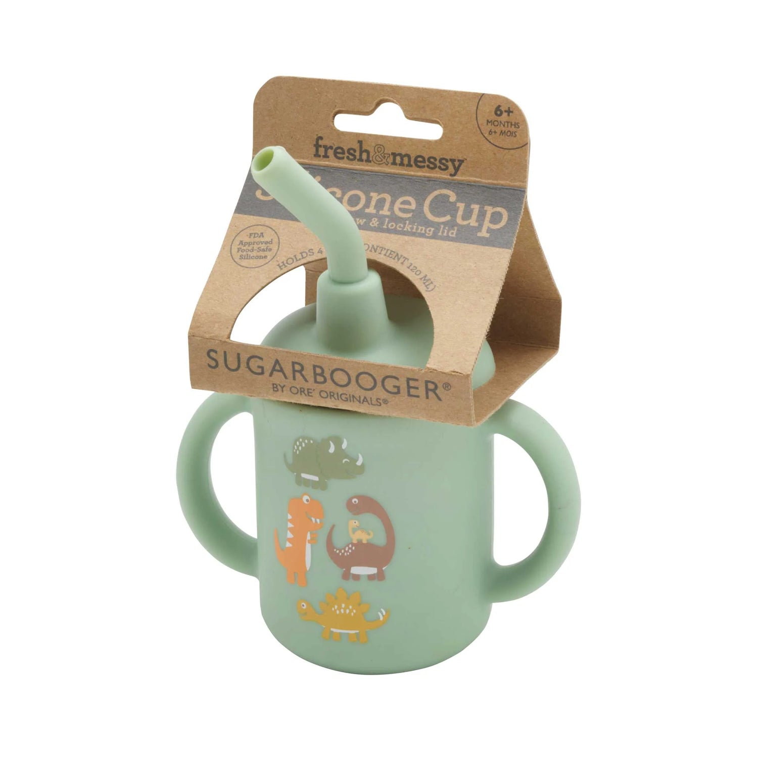 Fresh & Messy Sippy Cup | Baby Dinosaur with silicone handles, removable lid, and playful baby dinosaur design.