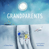 Cover of the book Grandparents showing a dancing elderly couple under the full moon and stars at night.