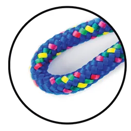 Jump Rope | 16' Blue Confetti close-up showing braided, durable blue rope with colorful confetti accents.