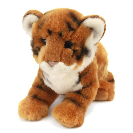 Bengal Tiger Pancake plush toy with soft orangey striped fur, white chest, and sweet eyes for snuggles.