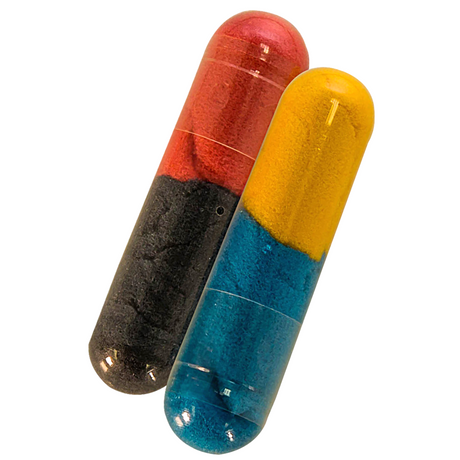 Bath Beans Dinosaurs colorful gelatin capsules releasing sponge dinosaur toys for safe bath time fun with kids.