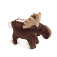 Handmade Moose Felt Ornament made from colorful sheep wool, perfect as a charming Christmas decoration or stocking stuffer.