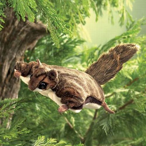Flying Squirrel Puppet in ultra-soft plush, designed in a flying position for hand puppeteering fun.