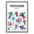 Sloth Angels Stickers featuring cute sloths in winter outfits with silver glitter foil on clear backing by PipStickers.