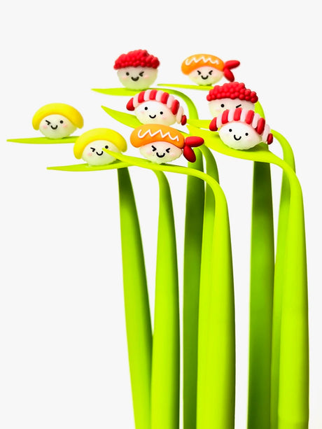Sushi Wiggle Gel Pen with smooth fine tip black gel ink in assorted playful sushi designs, each sold individually.