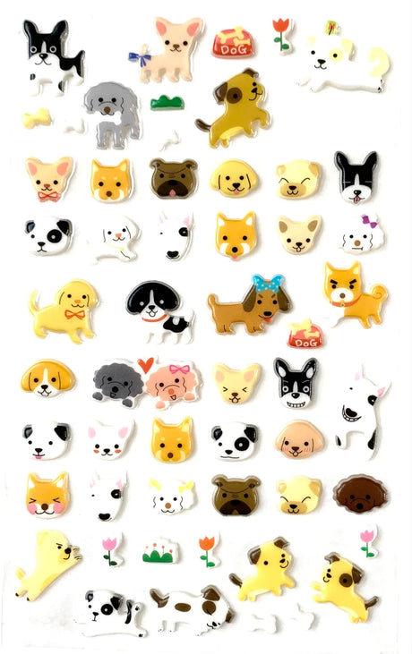 Dog Puffy Stickers featuring cute, colorful dog designs perfect for notes, letters, planners, and creative projects.