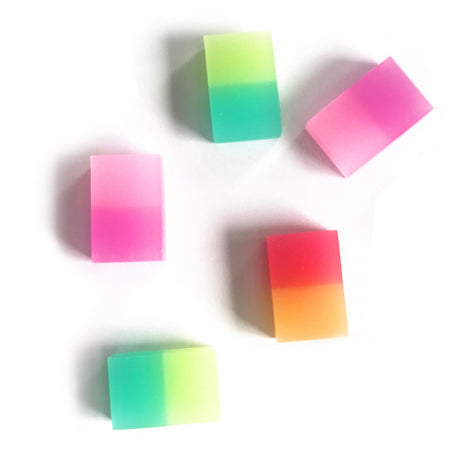 Jelly Jelly Scented Erasers in bright pink, green, and orange shades with candy sweet scents in a boxed set of 3.