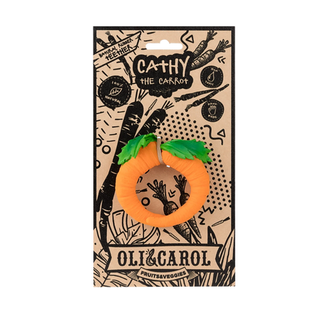 Natural Teether | Cathy the Carrot soft, safe vegetable-shaped baby teether made with 100% natural rubber.