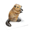 Critterz Beaver Paddle miniature porcelain figurine hand painted with detailed brown fur and paddle-shaped tail.
