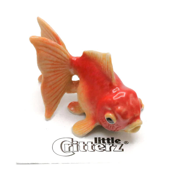 Critterz Goldfish Fancy miniature porcelain figurine, hand painted, collectible, detailed fancy goldfish design.