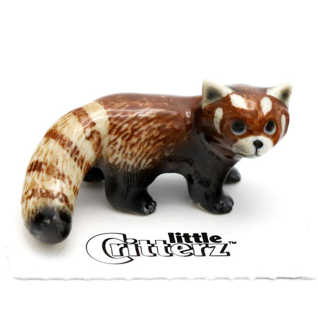 Critterz Red Panda Firefox miniature porcelain figurine with detailed hand-painted design on white background.