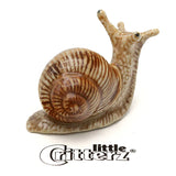 Critterz Garden Snail Helix miniature porcelain figurine with detailed hand-painted helix shell design.