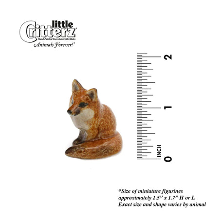 Critterz Red Fox Brush miniature porcelain figurine about 1.5 inches tall, hand painted collectible.
