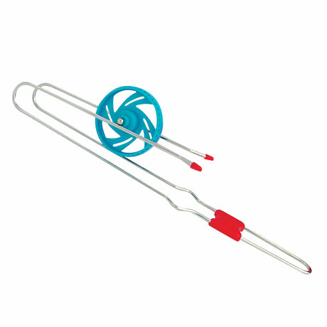 Magnetic Gyro Wheel with blue spinning wheel and metal frame, spins accurately with a quick flick, no batteries needed.