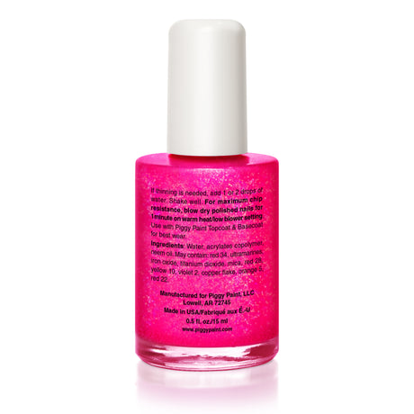 Nail Polish Neon Lights vibrant neon hot pink bottle with white cap, non-toxic and kid-friendly water-based formula.