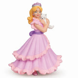Princess Chloe figurine wearing a pink gown and tiara, holding a white cat, detailed enchanted world collectible toy.