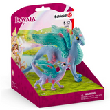 Flower Dragon and Baby toy figures in vibrant blue and teal with pink flowers, designed for children ages 5-12.