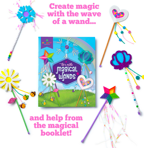 Make Your Own Magical Wands kit with colorful, decorated fantasy wands and a magical booklet for creative play.