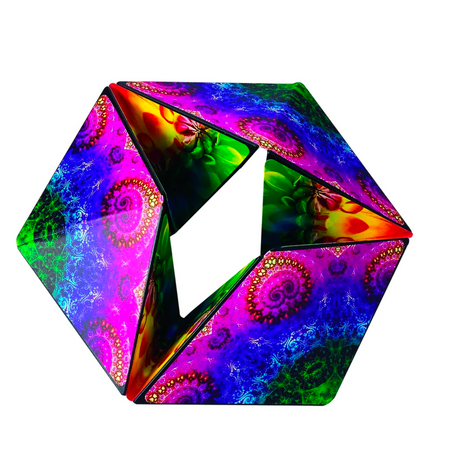 Karmagami colorful sensory toy showing kaleidoscope patterns, designed for calming and endless flipping fun.