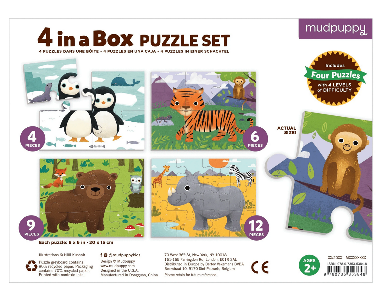 4-12pc Animal Progressive Puzzles