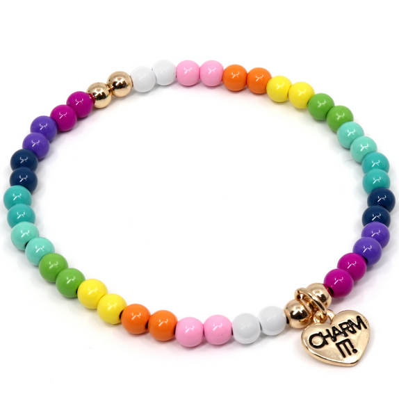 Gold Rainbow Stretch Bead Bracelet