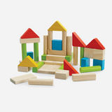 Colorful Blocks wooden building set with red, yellow, blue, and green pieces for creative play and learning.