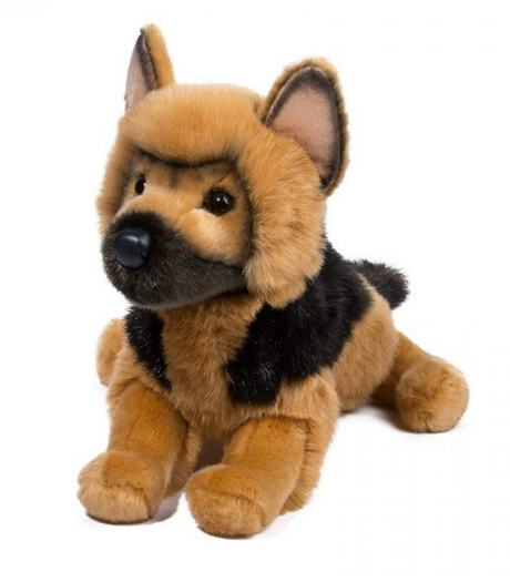 German Shepherd General plush with black and tan coat, soft body, and lifelike design, perfect for cuddling and play.