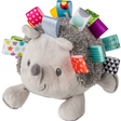 Taggies Heather Hedgehog Soft Toy with colorful ribbons, embroidered details, and a soft gray plush body, perfect for all ages.