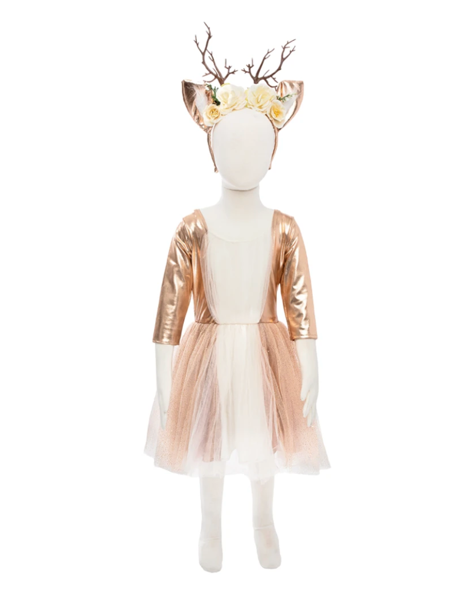 Woodland Deer Dress & Headband | Size 5-6