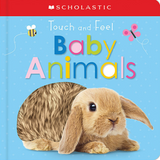 Touch and Feel Baby Animals board book with a soft touch bunny on a blue cover for early learning ages 0-3.