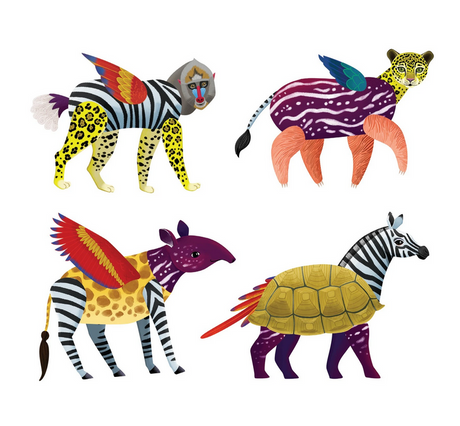 Wild Mix Up Magnetic Tin showing four colorful mixed animal magnets with wings and stripes for creative play.