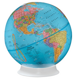 Apollo Globe showing a detailed world map with political boundaries on a compact desktop size globe.