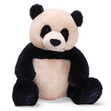 Teddy Bear Panda Zi-Bo plush with unique dark navy and cream pattern, soft and cuddly panda toy, 17 inches tall.