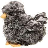 Black Chick stuffed animal with mottled gray plush, yellow beak and feet, and soft fluffy texture, approximately 4 inches tall.