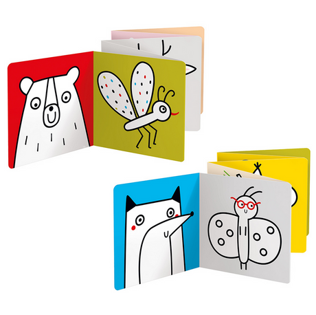 Loong Forest Coloring Book with simple animal illustrations on colorful accordion-style pages for young children.
