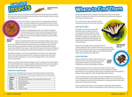 Kids Field Guide: Insects showing colorful insect photos and info pages for backyard exploration and learning.