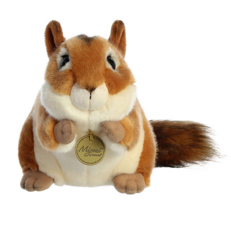 Soft and fluffy 9" Chipmunk plush with realistic light brown coat, white stripes, and adorable facial expression.