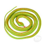 Desert Boa Rubber Snake 48-inch bright green life-like toy snake with orange markings for kids ages 3 and up.