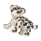Snow Leopard Irbis plush toy with soft spotted white fur and bright golden eyes, perfect for cuddling and play.