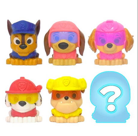 Mash'Ems Paw Patrol collectible mystery capsule with six colorful characters to mash, twist, and squish, sold individually.