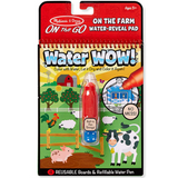 Water Wow Farm water-reveal pad with four reusable farm scenes and refillable water pen for mess-free coloring.