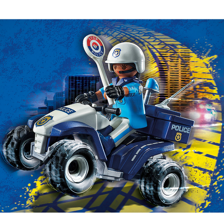 City Action | Police Quad toy with Policewoman figure, quad bike, and accessories for imaginative play.